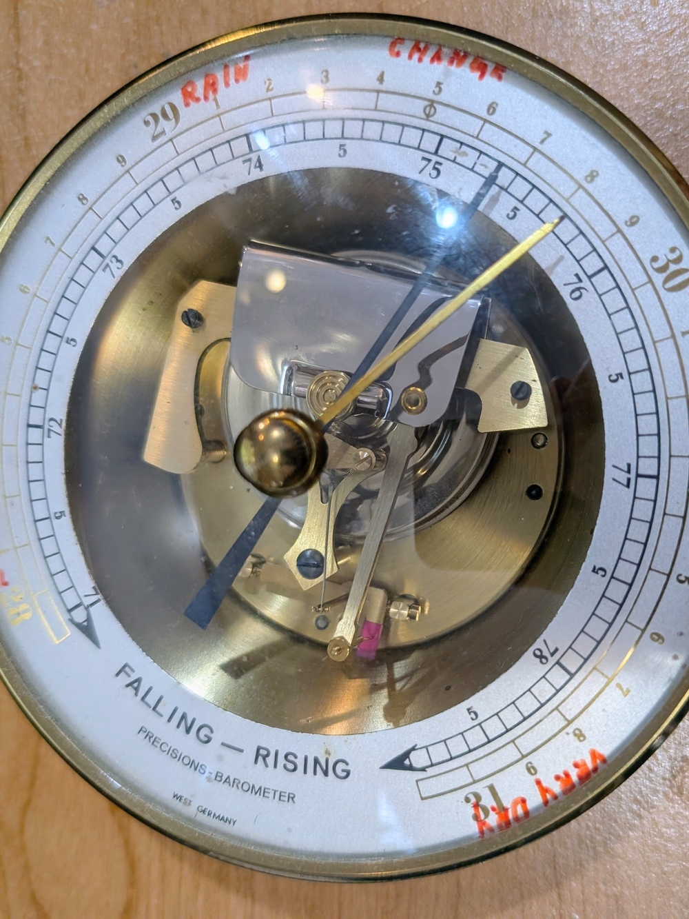Vintage Precision Barometer - Brass & White Face
